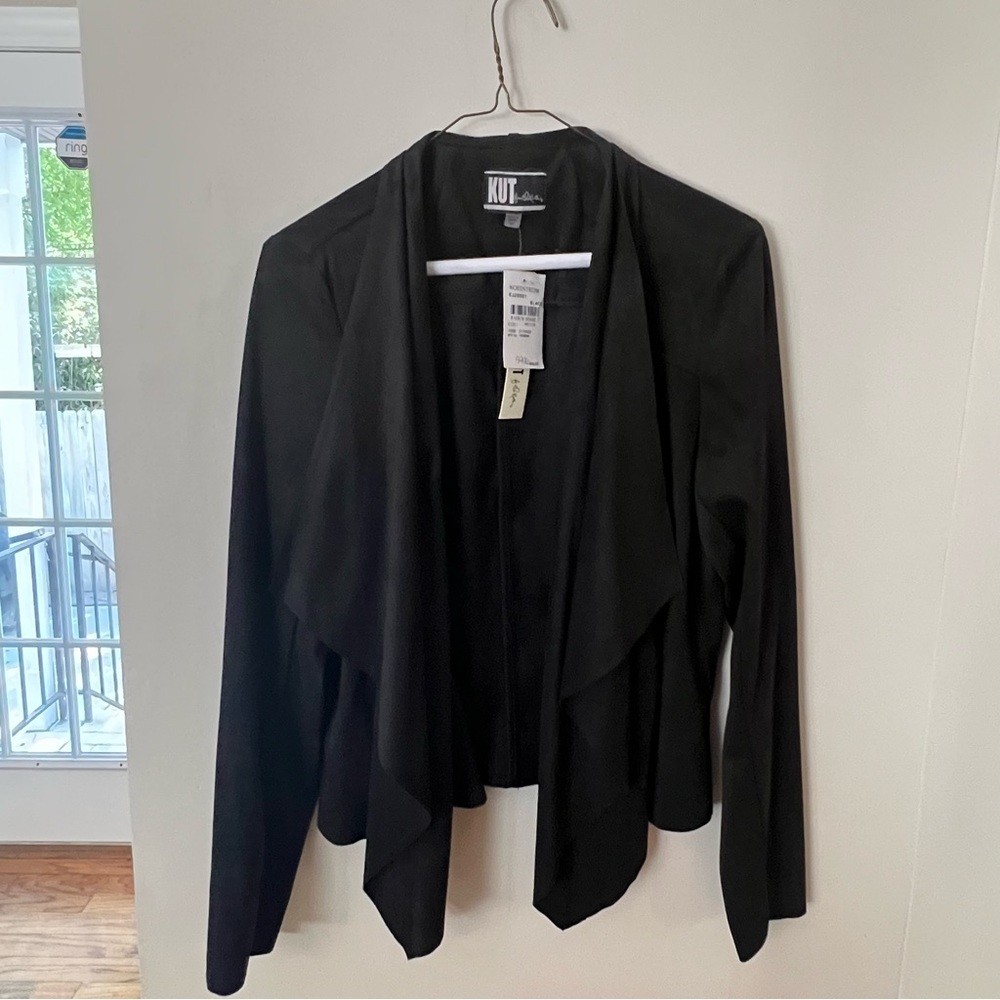 Suede open front jacket
